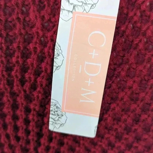 CHUNKY KNIT WINE RED OPEN CARDIGAN SWEATER Size Small NWT Oversized C+D+M - Picture 7 of 9